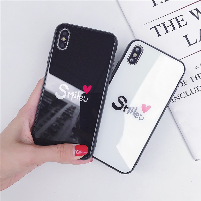 ốp tráng gương iphone chữ SMILE ốp lưng kính cho iphone 6 đến 11 promax đã có thêm SE2020 13 pro max 12 promax k183
