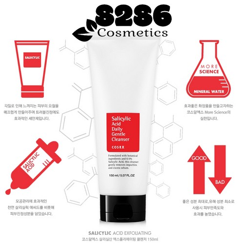 Sữa rửa mặt Corx Salicylic Acid exfoliating cleanser và Cosrx Low PH Good Morning Gel 150ML