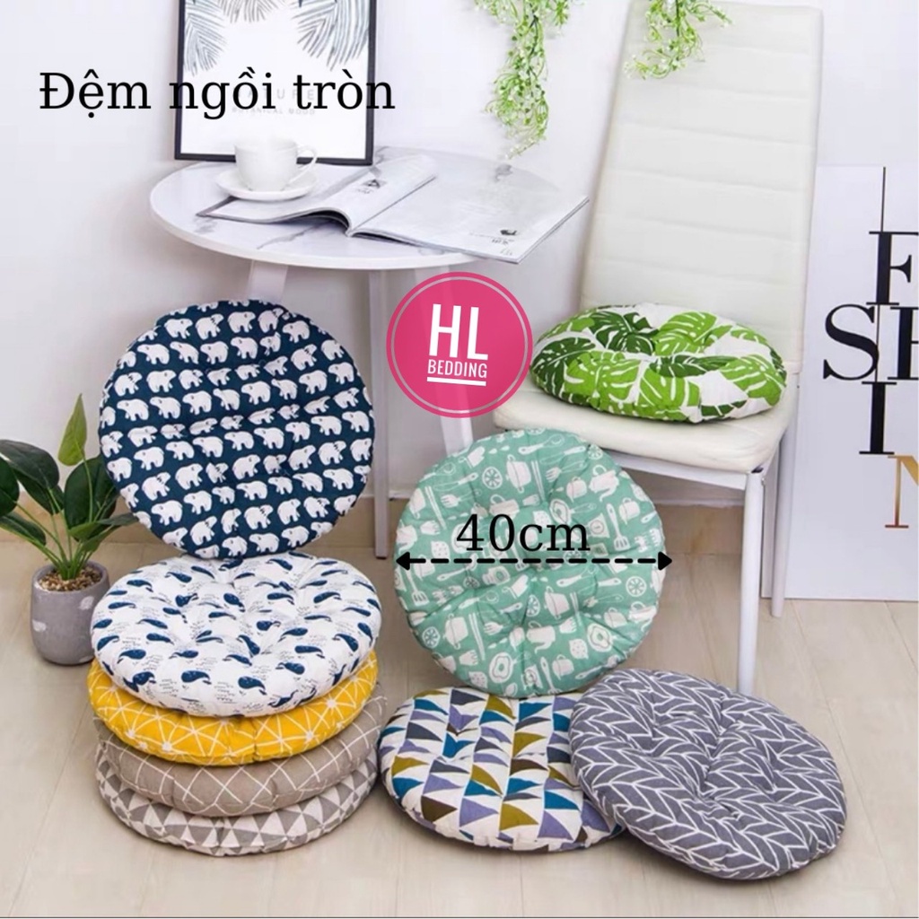 Đệm Ngồi Bệt, Đệm Lót Ghế HL Bedding Bông Mềm Êm Ái Vải Canvas Kích Thước 40x40cm