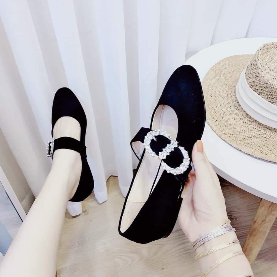 BỆT XINH DA LỘN MŨI VUÔNG NƠ ĐÍNH ĐÁ KIMSHOES GIÀY BÚP BÊ CAO CẤP THỜI THƯỜNG ảnh thật giá sỉ