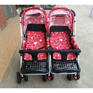 [Shopee siêu rẻ] Xe đẩy đôi 2 chiều 3 tư thế (Có để chân, phanh hãm, mái che)