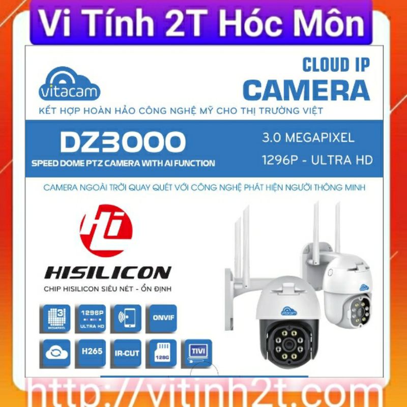 Camera PTZ VITACAM DZ3000 - 3.0Mpx độ phân giải 1296P Ultra HD siêu nét