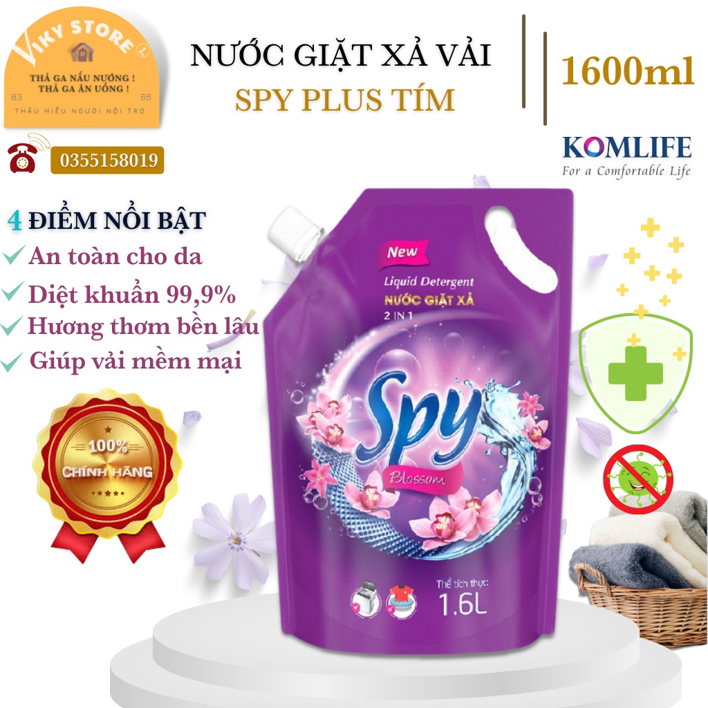 Nước giặt xả SPY tím (Blossom) – túi 1600ml