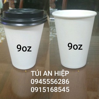 Cốc giấy cafe, nước trắng, đẹp 9oz 270ml (50 cái) | 9oz Plain white coffee tea paper cup (50 units)