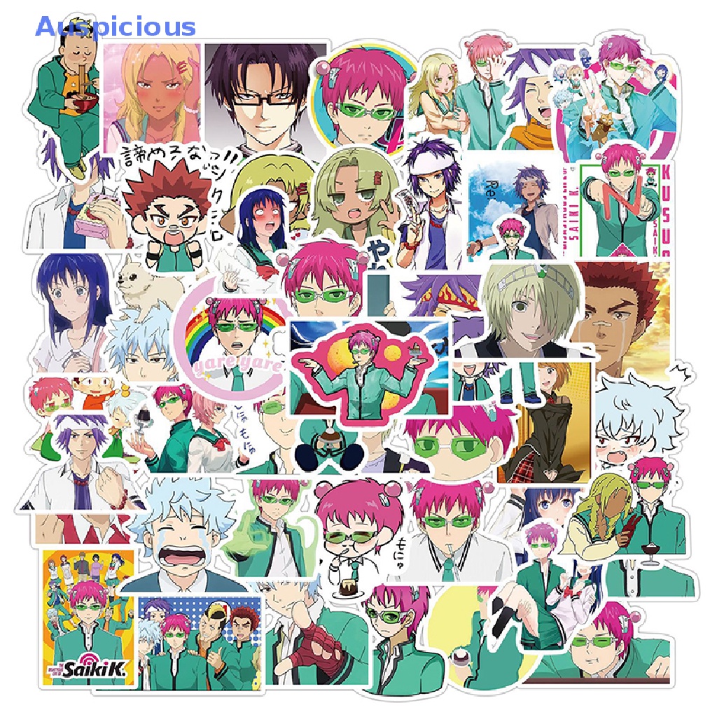 Bộ 50 Sticker Dán Laptop / Ván Trượt / Ván Trượt Họa Tiết Graffiti Saiki Kusuo no Saint-nan