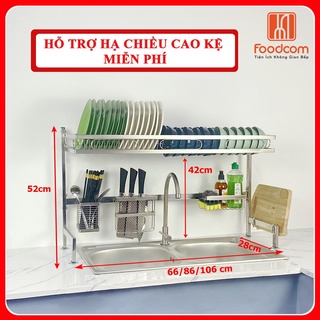 Kệ chén đa năng FOODCOM, Giá úp bát đĩa 1 tầng, chất liệu inox 304 chống han gỉ, tối ưu không gian bếp