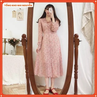 Váy Nữ Voan Hoa Nhí 🍓 Đầm Nữ Dáng Dài Có May Lót Trong Phối Cùng Dây Eo 🍓