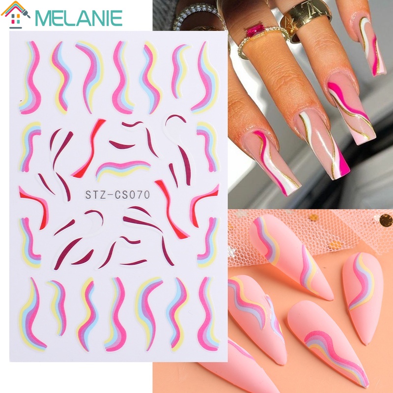 Miếng Dán Trang Trí Móng Tay Họa Tiết Bò Sữa Kẻ Sọc 3D Diy
