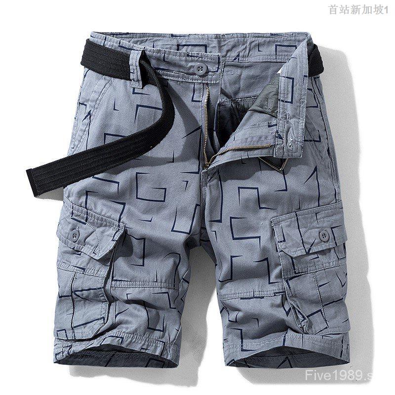 Hàng Có Sẵn Quần Short Cargo Màu Xanh Navy Họa Tiết Rằn Ri Quân Đội Không Có Thắt Lưng Cho Nam