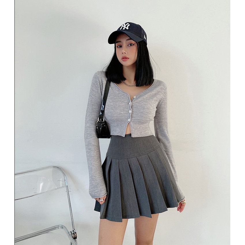 Cocory vn Chân Váy Xếp Ly Lưng Cao Trơn Màu 151fashionsale1 10K 50K size XS-2XL Cho Nữ
