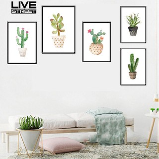 Tranh treo tường hình chậu cây xương rồng trang trí ( không kèm khung )