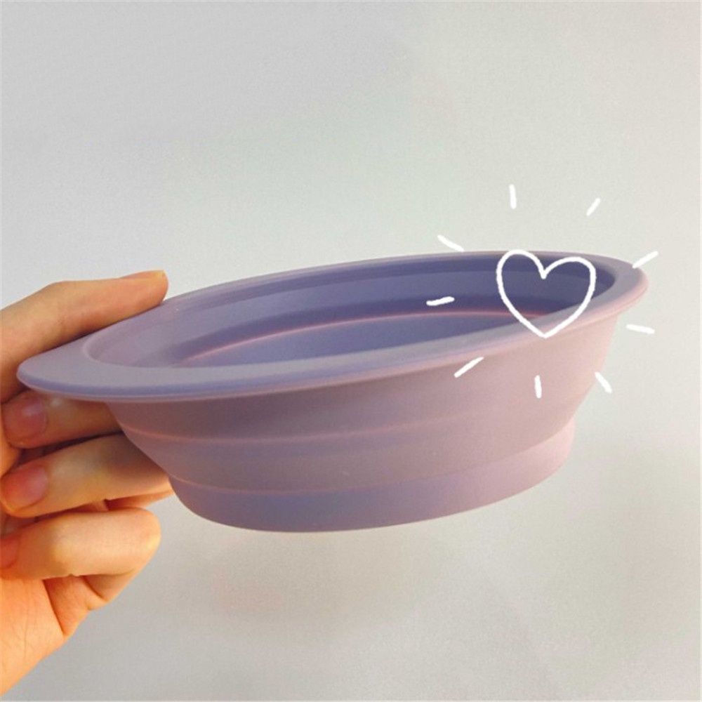 Cod Qipin Đệm Tẩy Rửa Cọ Trang Điểm Dạng Gel Màu Tím Có Thể Gập Lại