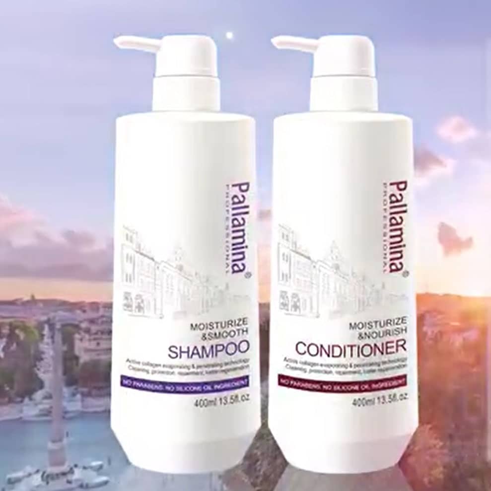 Cặp Dầu gội dầu xả keratin colagen Pallamina kiềm dầu phục hồi tóc hư tổn | Bộ dầu gội xả 750ml