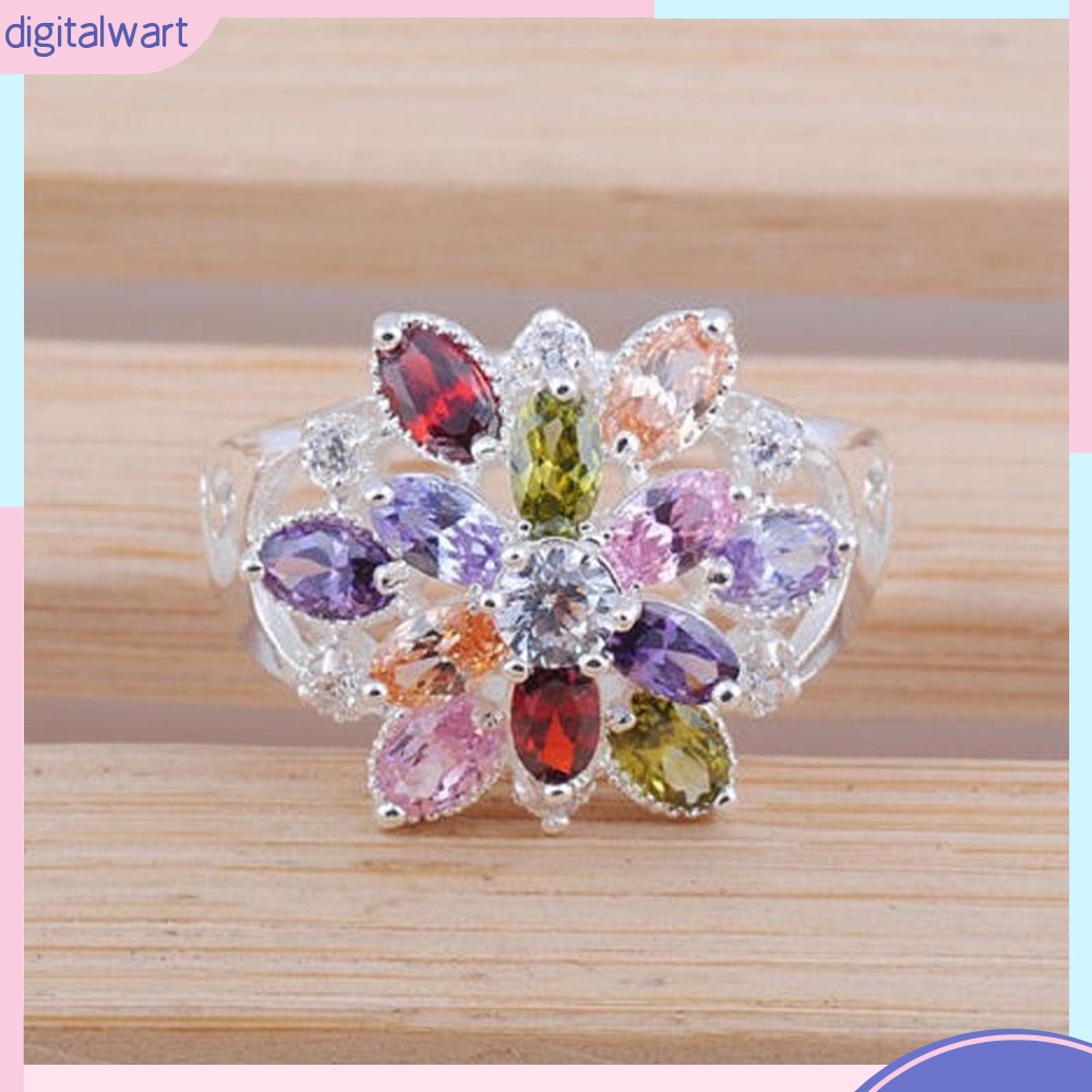 Nhẫn nữ đính đá nhiều màu sắc tinh tế thời trang
