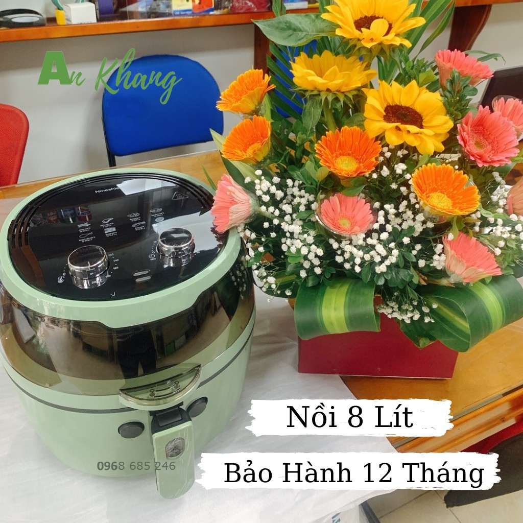 [ Loại 1 ] Nồi Chiên Không Dầu NINE SHIELD 8L Hãng Nhật-Nồi Cơ+ Điện Tử Nướng 8 Lít hơn lock lock lotte