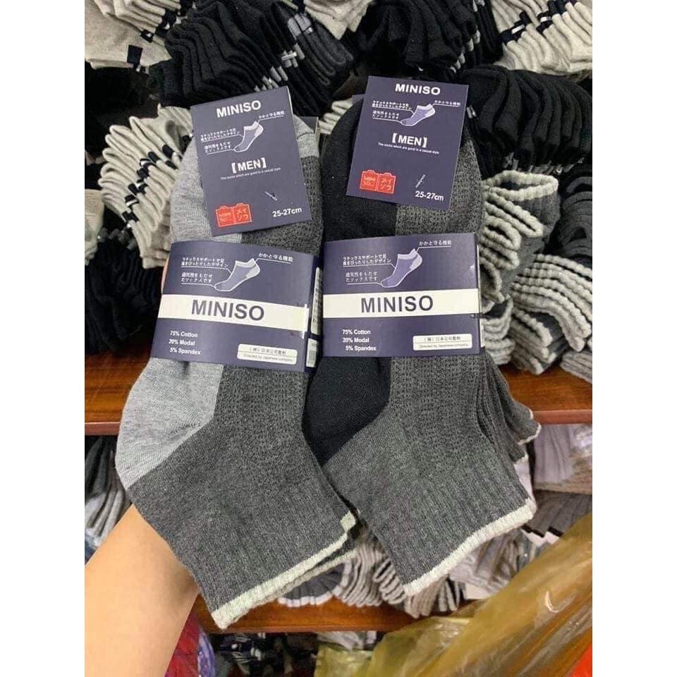 Set Đôi Tất Vớ Cổ Ngắn Nam Miniso Xuất Nhật Thông Hơi Xuất Nhật