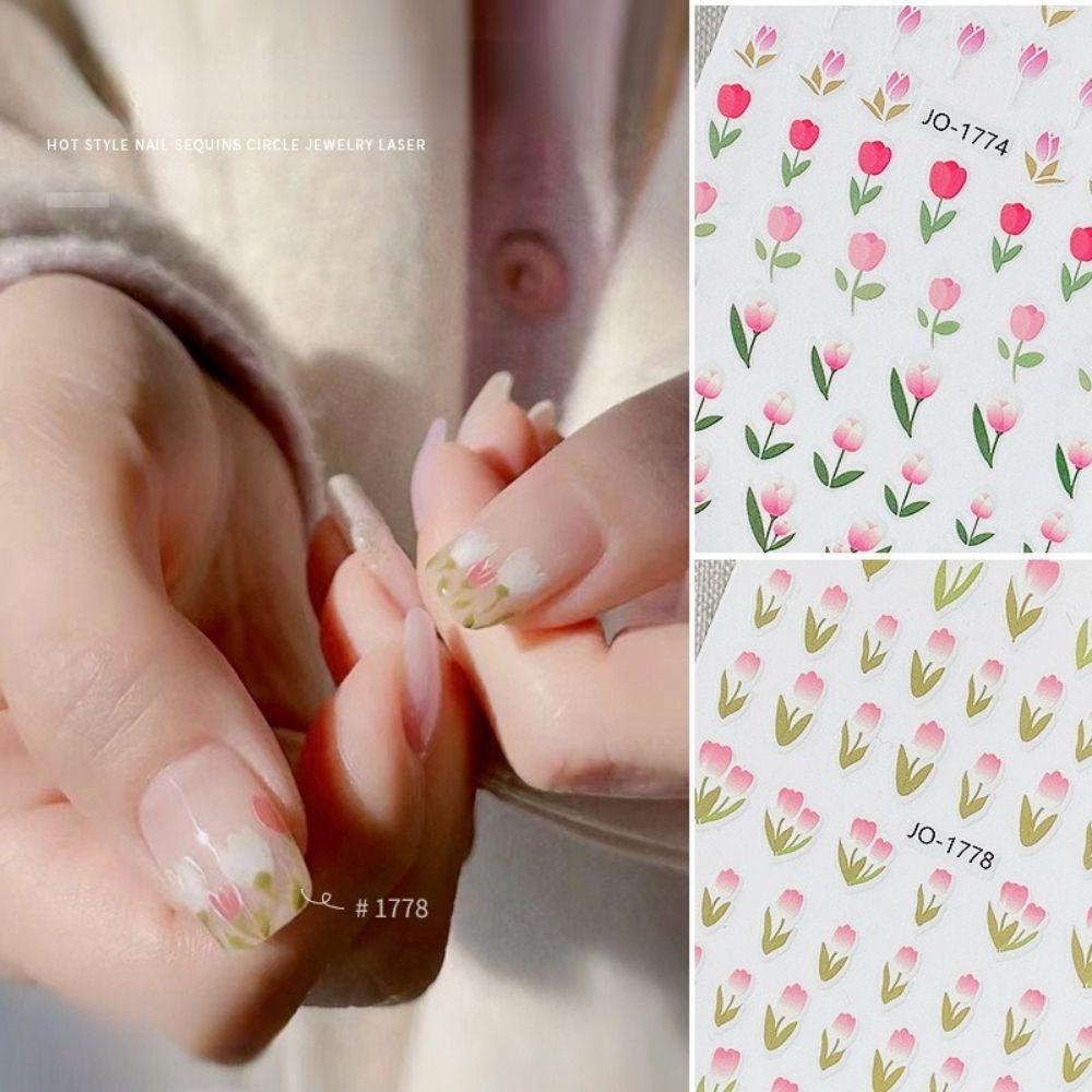 Miếng Dán Trang Trí Móng Tay Tự Dính Hình Hoa Tulip