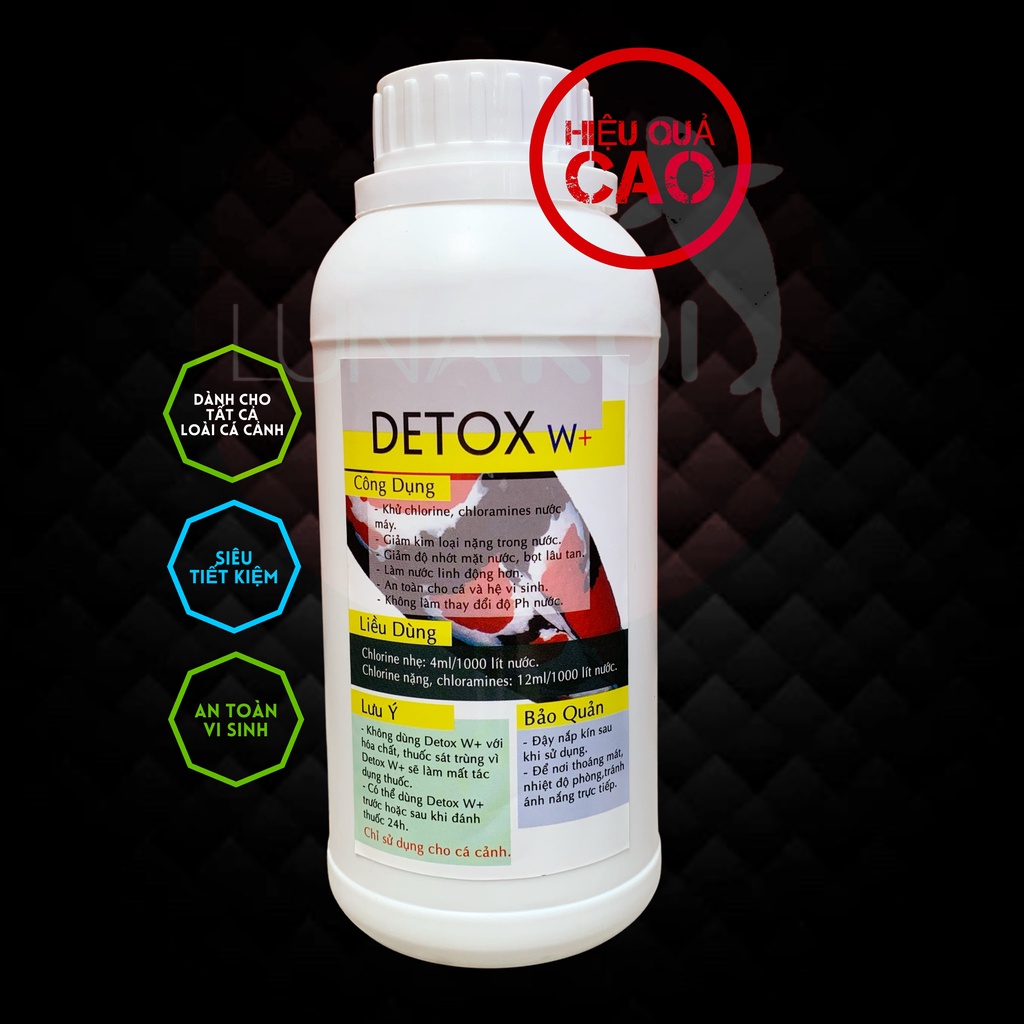 Detox W+ khử Clorine hồ cá Koi chai 500ml - Mua nhiều giá Sỉ