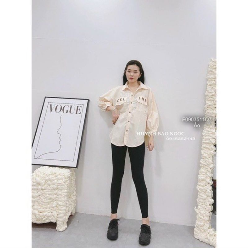 SET SƠ MI TAY DÀI THÊU CHỮ MIX QUẦN LEGGING DÀI BIGSIZE 60-105KG