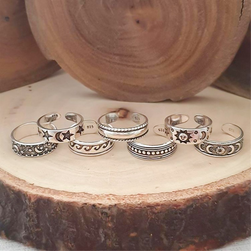 Nhẫn đeo ngón chân hình mặt trăng/ ngôi sao phong cách bohemian