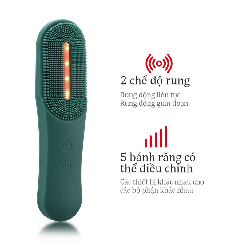 Máy mát xa rửa mặt CkeyiN MR527 mini không dây bằng chất liệu silicon mềm tích hợp đèn LED Photon chất lượng cao | BigBuy360 - bigbuy360.vn