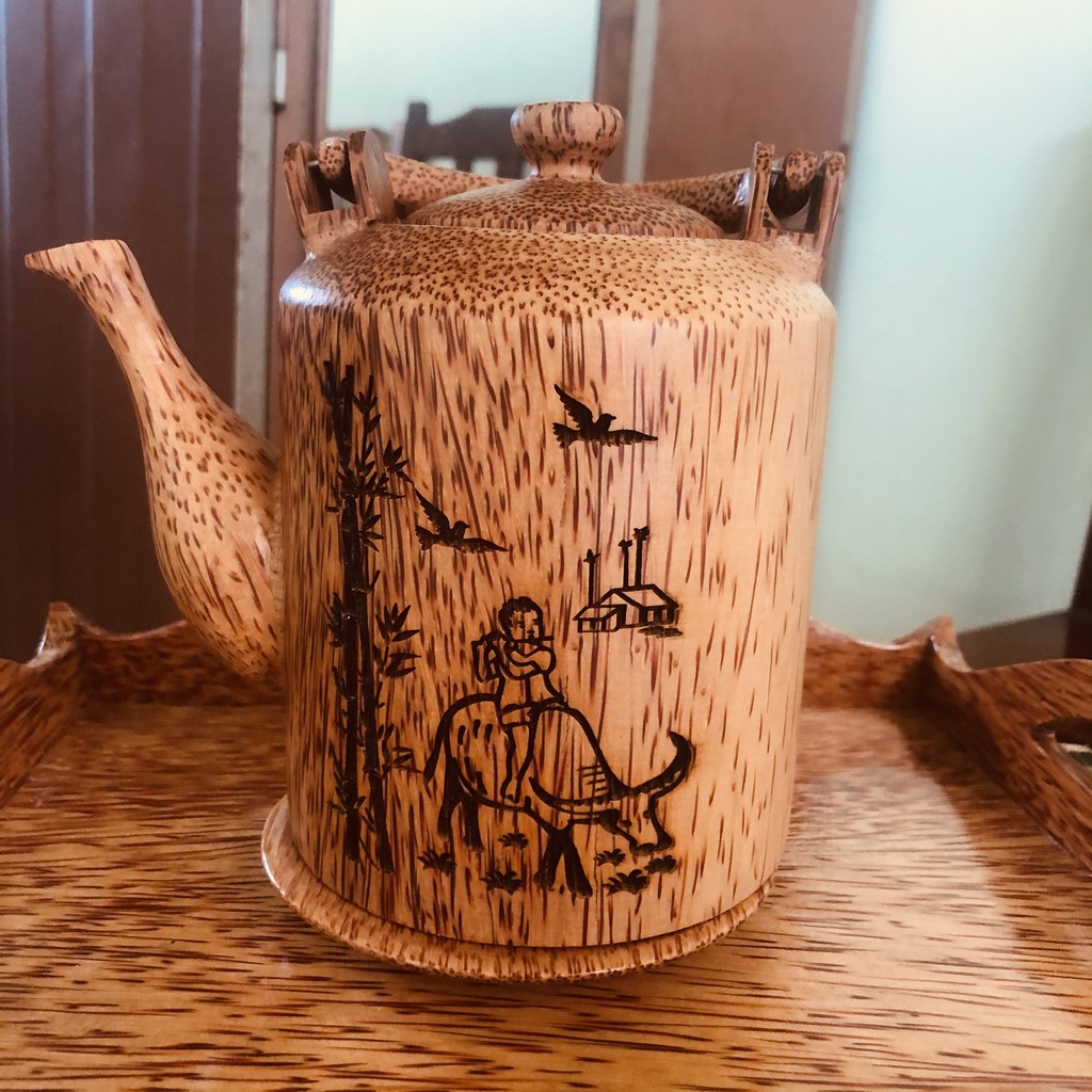 [Có Video] Ấm trà đúc bằng gỗ dừa cao cấp - (HÀNG LOẠI 1) - mỹ nghệ gỗ dừa Bến Tre