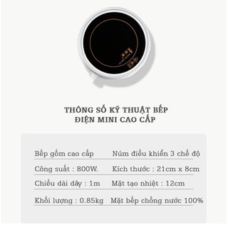 Bếp Điện mini 800w Gốm Ceramic Chống Nước Cao Cấp