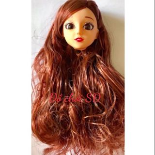ĐẦU BÚP BÊ TÓC DÀI - màu tóc ngẫu nhiên - phụ kiện búp bê