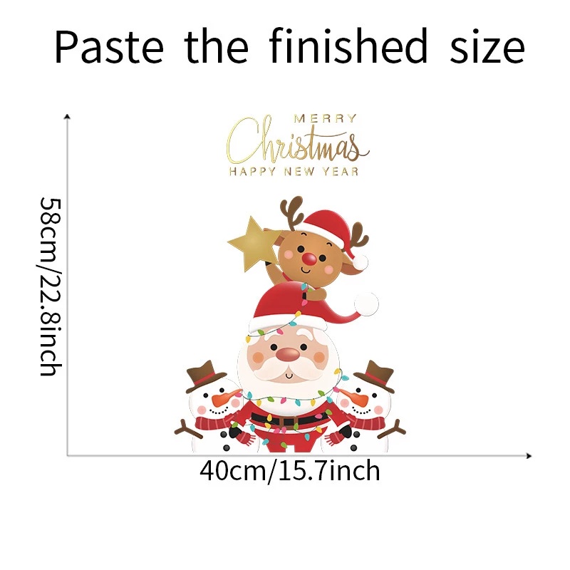 Nhãn dán tường tự dính họa tiết ông già noel người tuyết hoạt hình sáng tạo trang trí Giáng sinh cho nhà cửa