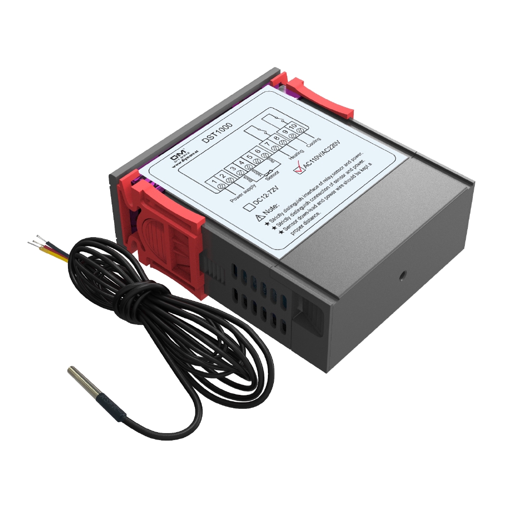 DST1000 Digital nhiệt Điều khiển nhiệt độ với Probe DS18B20 AC 100-220V DC 12 ~ 72V