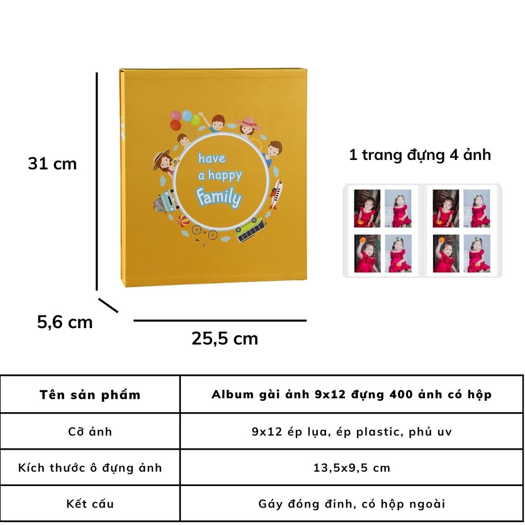 Album ảnh 9x12 đựng 400 ảnh có vỏ hộp sang trọng sẵn hàng tại Tú Vy Studio