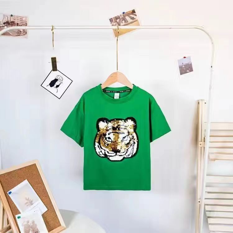 Áo Thun Cotton Tay Ngắn Cổ Tròn Đính Kim Sa Thay Đổi Màu Sắc Thời Trang 2022 Cho Bé Trai