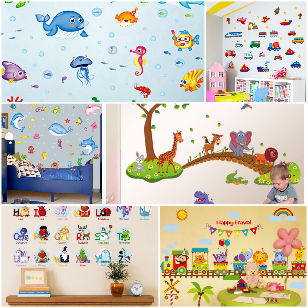 GIẤY DECAL DÁN TƯỜNG TRANG TRÍ HÌNH ĐỘNG VẬT VÀ BẢNG CHỮ CÁI TIẾNG ANH CHO BÉ