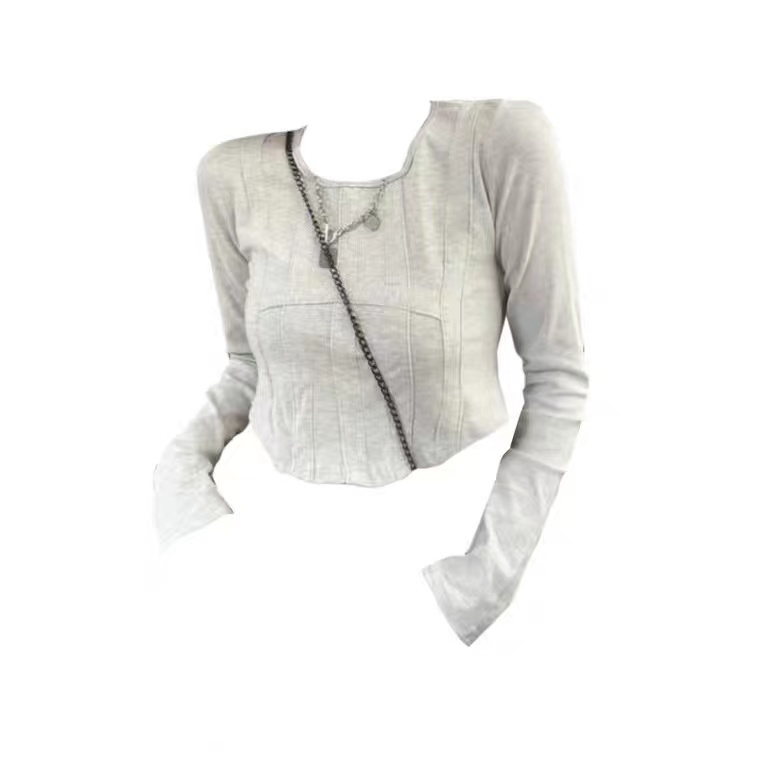 Áo thun croptop tay dài dáng ôm thời trang quyến rũ cho nữ