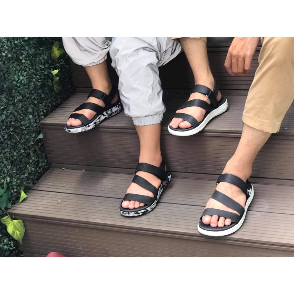 Giày sandal nam nữ FACOTA camo đen lính quai dù, đi học [Freeship]