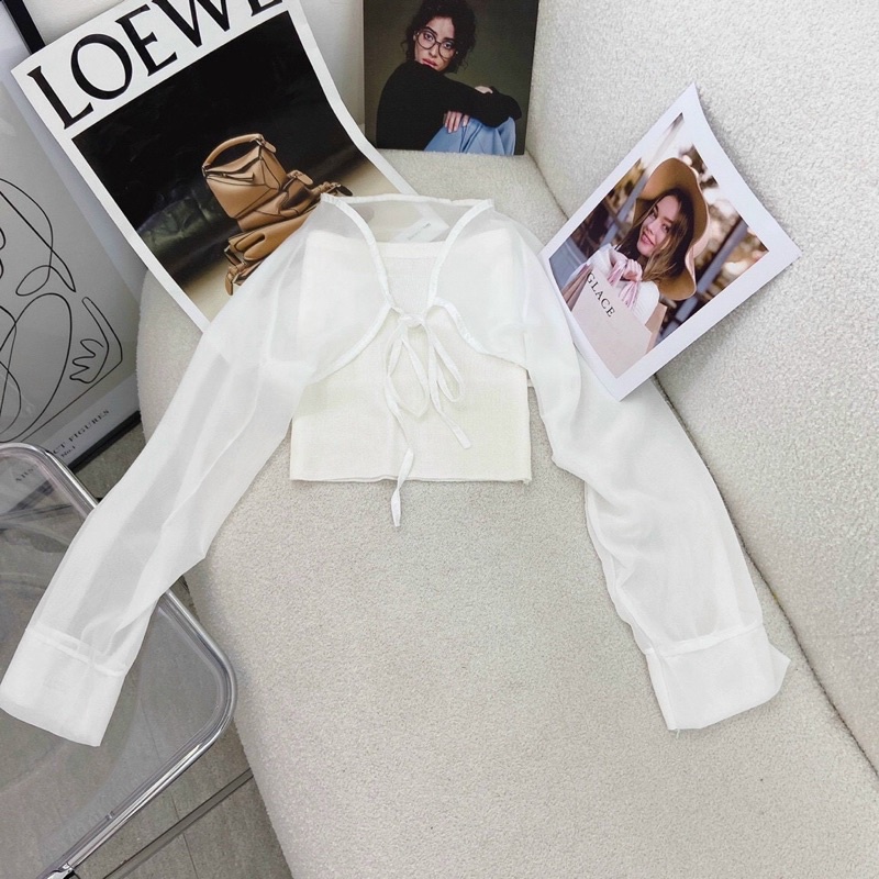 Set áo crop kèm khoác nhẹ siêu xinh