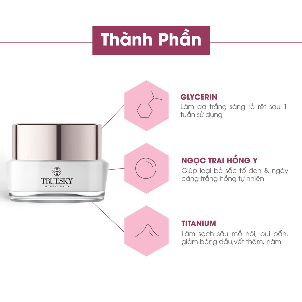 Bộ làm sạch và dưỡng trắng da mặt Truesky gồm 1 kem dưỡng trắng da mặt 20g + 1 tẩy tế bào chết da mặt 50g | BigBuy360 - bigbuy360.vn