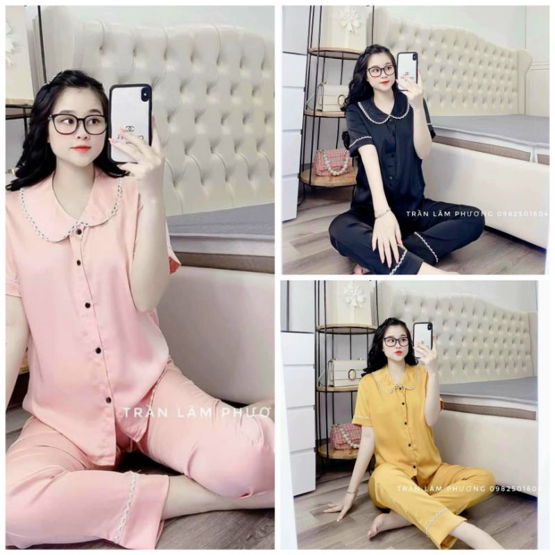 Bộ Pyjama Bèo Ren Tay Cộc Quần Dài - Hàng Thiết Kế