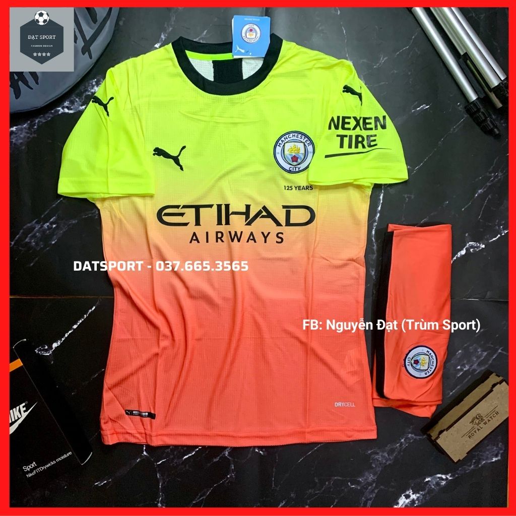 Áo Đấu Man City 2019/20 ⚡FREESHIP⚡ Bộ Quần Áo Bóng Đá Manchester City Sân Khách Cam Pha Cốm 2019. Hàng Gai Thái Siêu Mát