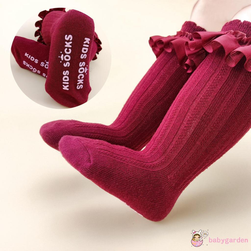 Vớ Cổ Cao Bằng Len Phối Ren Thoáng Khí Chống Trượt Thời Trang Xuân Hè Cho Bé Gái 0-3 Tuổi
