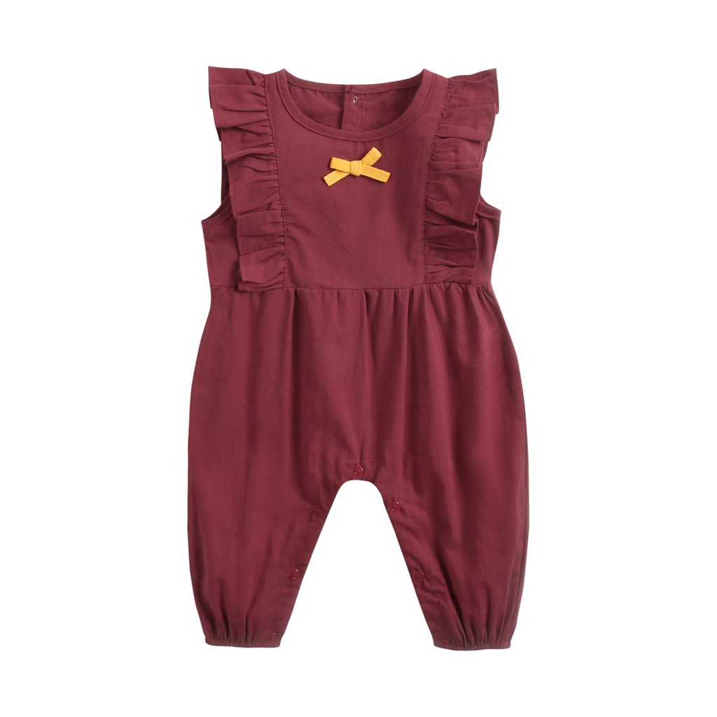 Bộ Áo Liền Quần Sanlutoz Bằng Chất Liệu Cotton Màu Đỏ Dành Cho Bé Gái