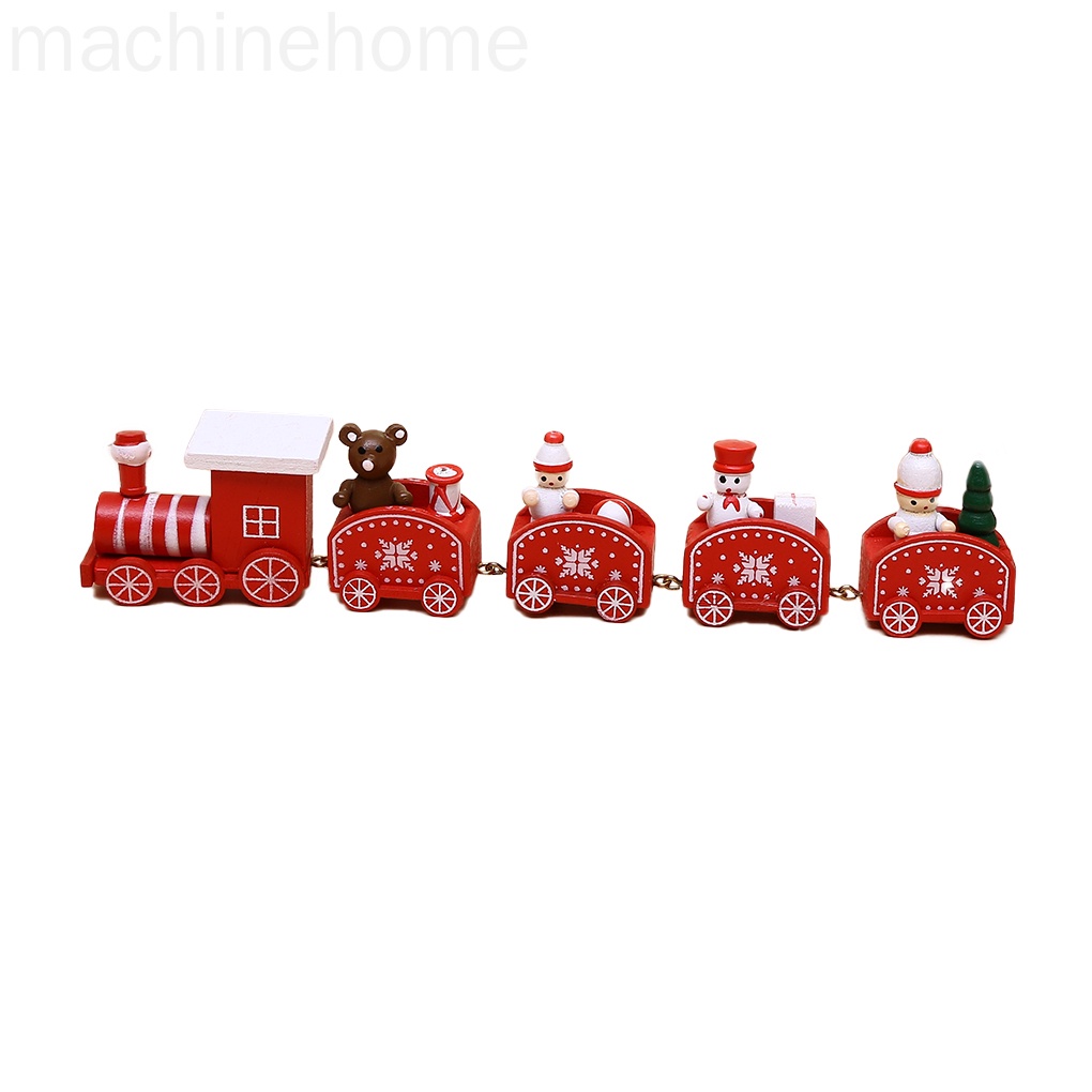 Christmas Wooden Train Farmhouse Rustic Kids Gift Decorations Vintage Handmade Decorative Crafts machinehome