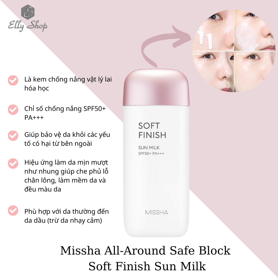 Kem Chống Nắng Missha All Around Safe Block Soft Finish Sun Milk SPF50+ PA+++ (70ml)