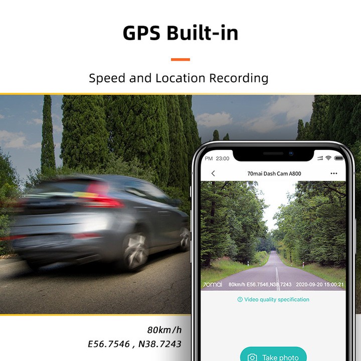 Camera hành trình ô tô ghi hình trước sau Xiaomi 70mai A800S - Phiên bản Quốc Tế mới cao cấp