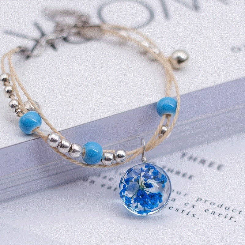 Vòng tay thủy tinh ép hoa tam sinh tam thế | BigBuy360 - bigbuy360.vn