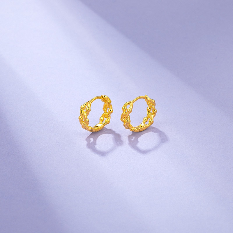 Bông Tai Mạ Vàng 24K Kiểu Mắt Xích Thời Trang Retro Cá Tính Cho Nữ