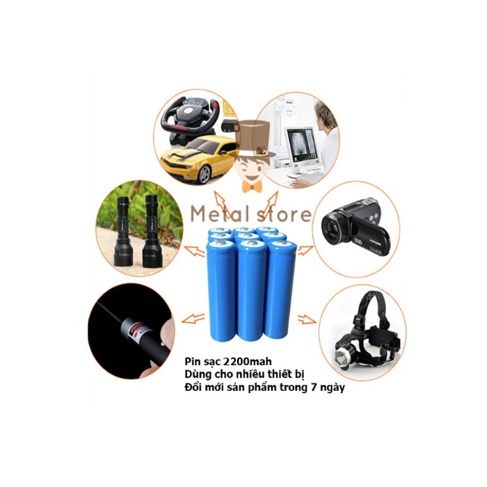 Pin 18650,pin sạc 3 7v METAL STORE dung lượng 1200mah đầu nồi