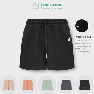 Quần short thun nữ DISCOM form basic, chất da cá, quần ngắn lưng thun nhiều màu - GINE STORE