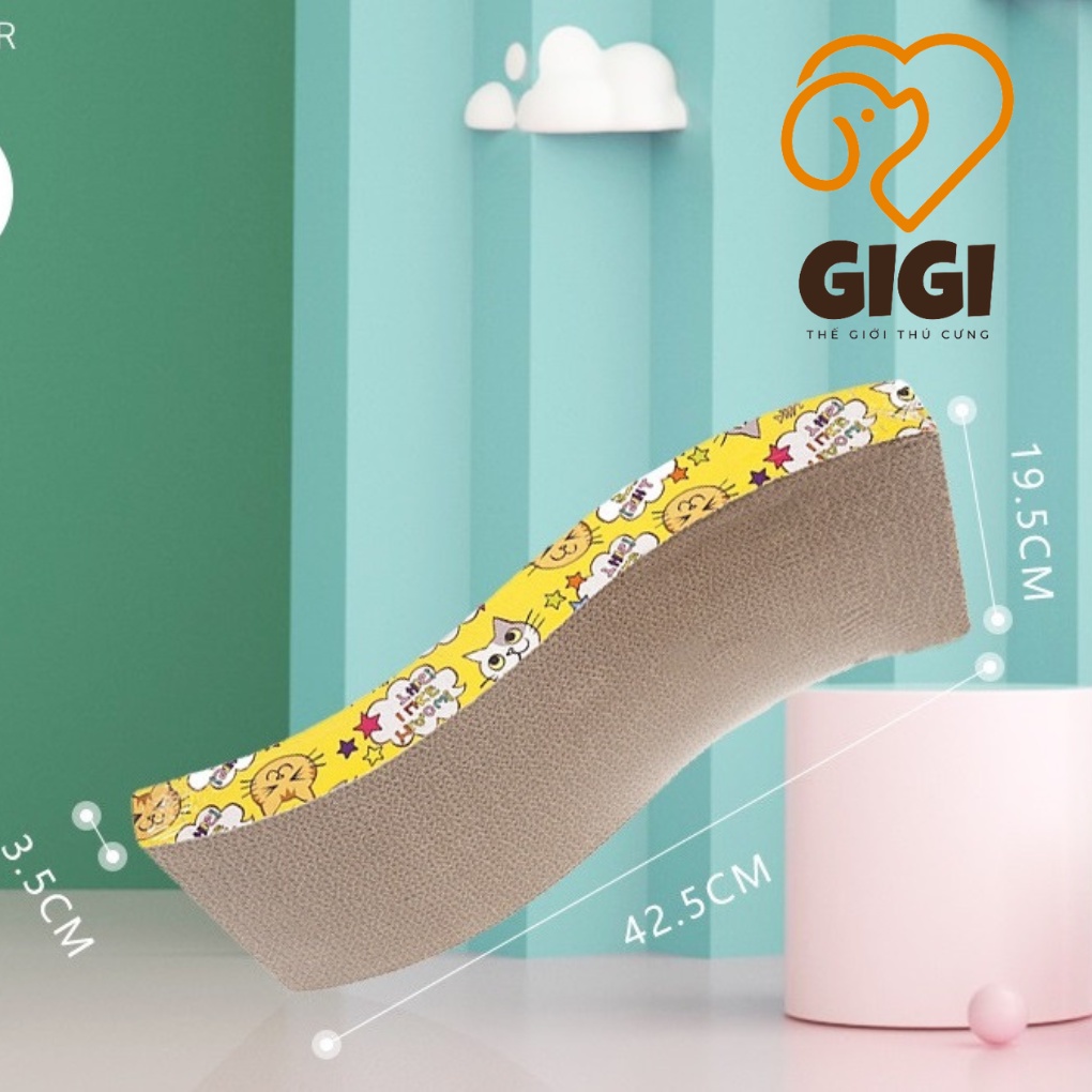 Bàn cào móng mèo lượn sóng kèm canip làm bằng chất liệu cartong phụ kiện cho thú cưng sạch móng  - GiGi Pet Shop