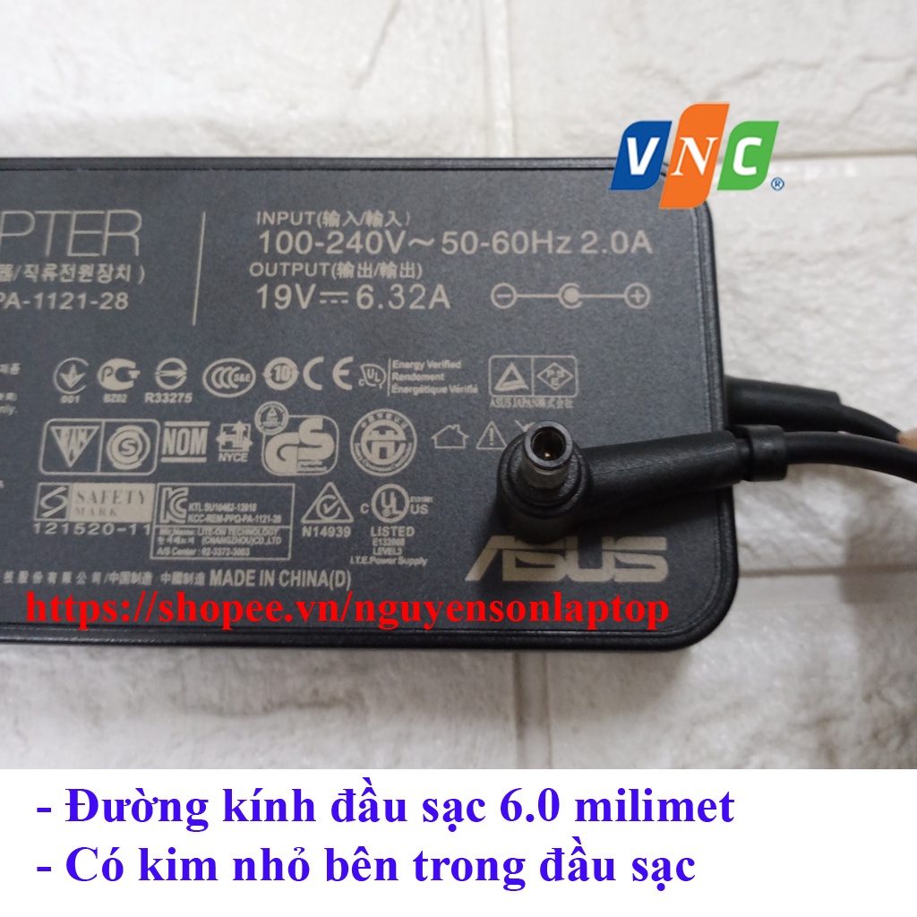 ⚡️[Sạc zin] Sạc Laptop Asus 19V - 6.32A (120w) Chân kim 6.0*3.7mm cho Asus FX505 - FX505G - FX505D - FX86F